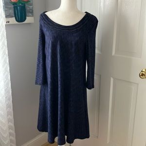 Anthropologie Saturday Sunday 3/4 sleeve loose blue dress pockets modest M EUC